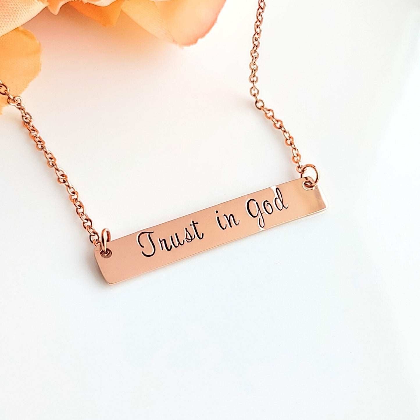 Trust in the Lord bar necklace: Proverbs 3:5-6