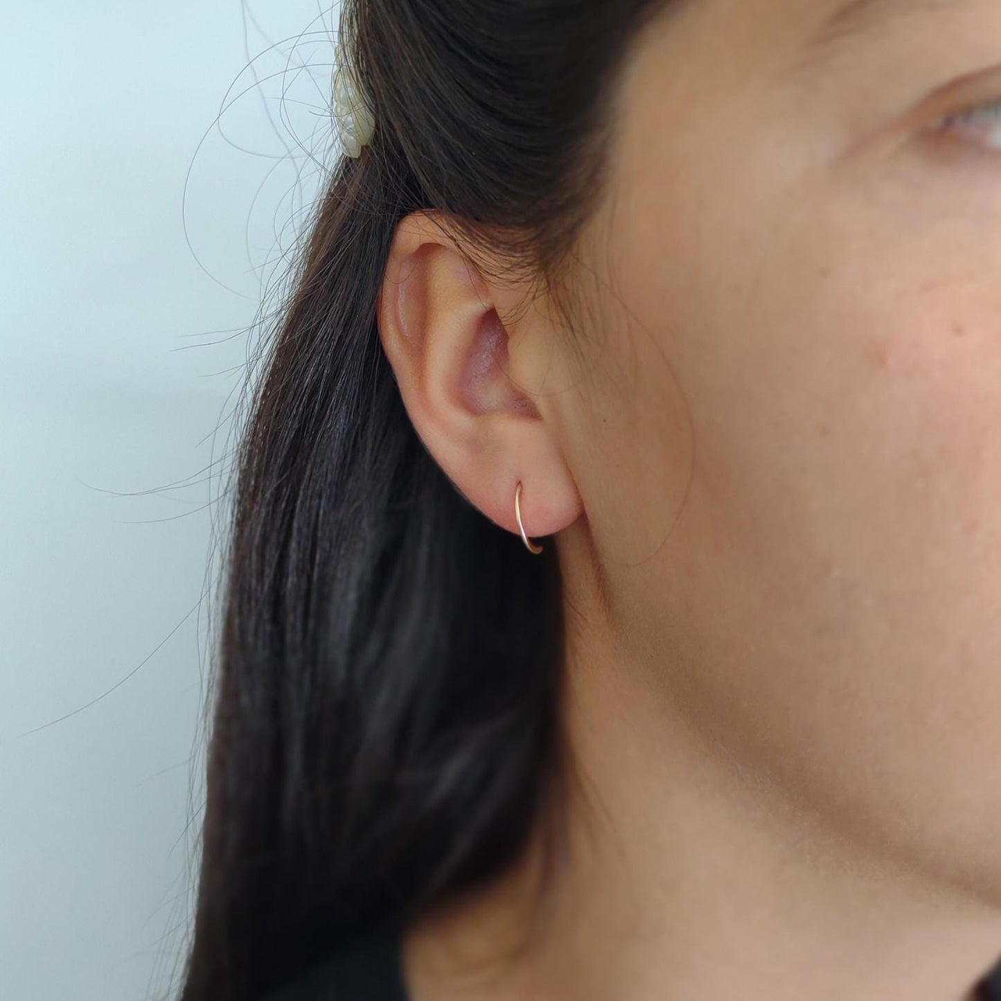 Hammered D-Shaped Hoop Earrings: Sterling Silver or 14k Gold Filled