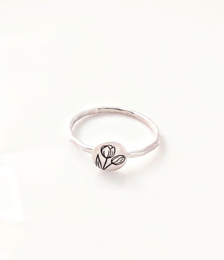 Sterling silver tulip ring
