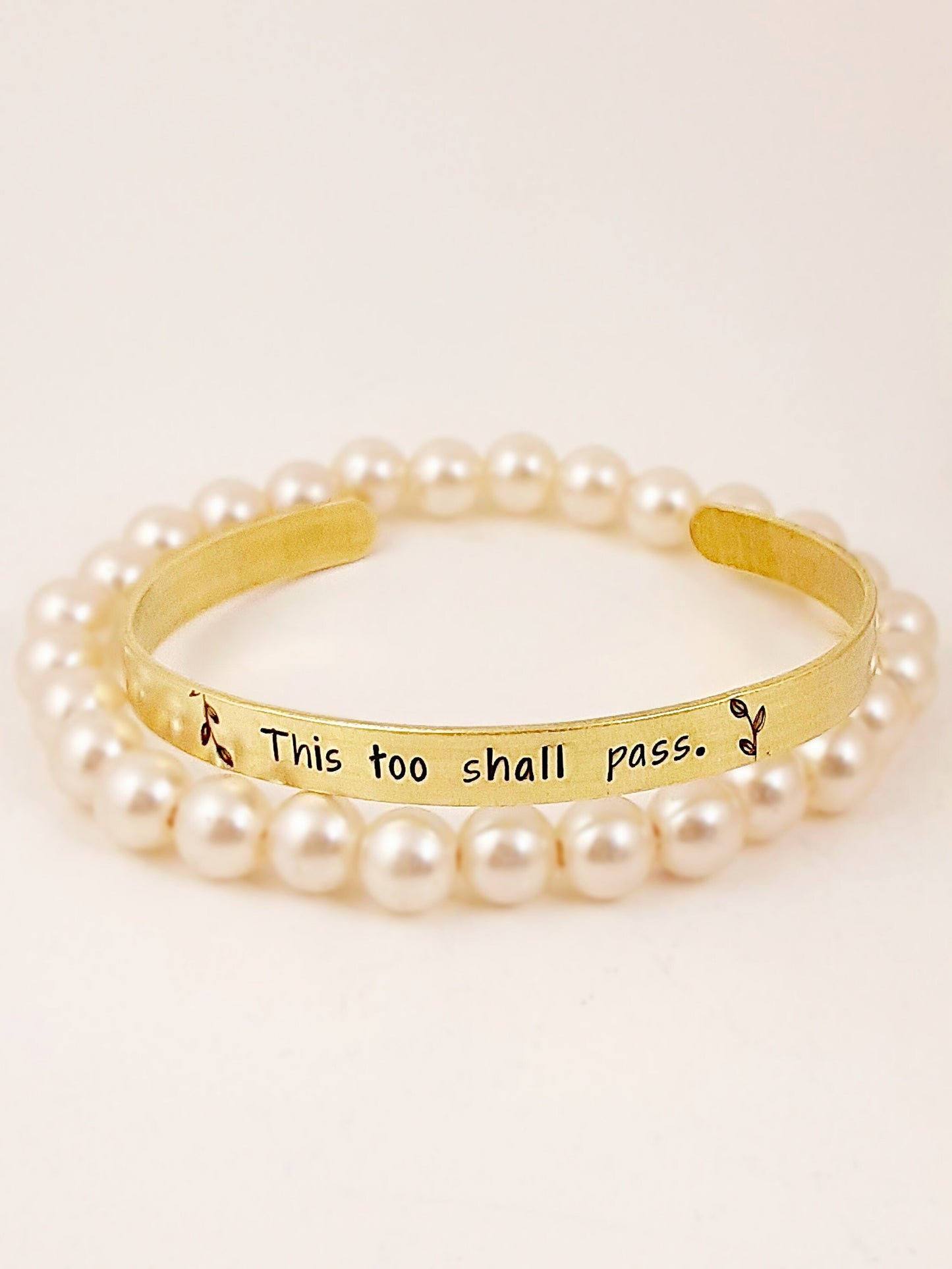 This Too Shall Pass, brass bracelet