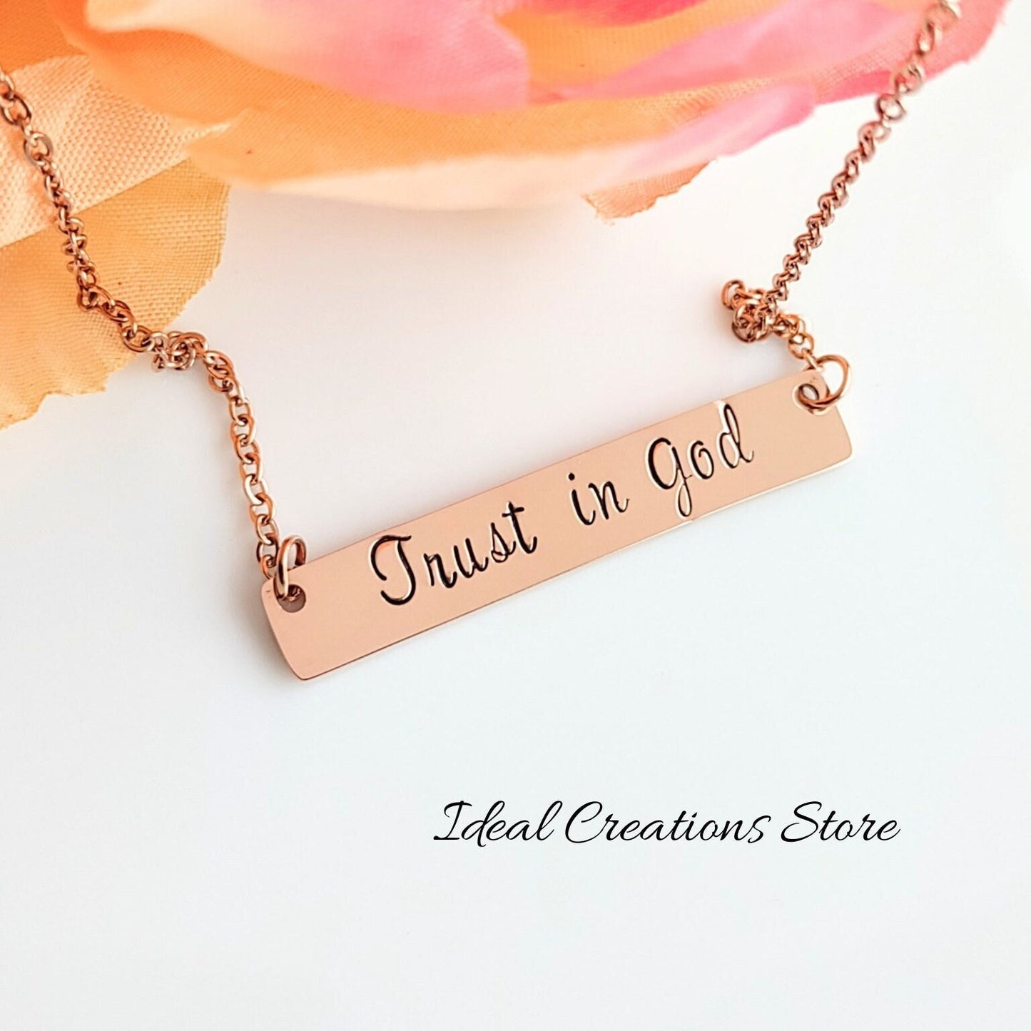 Trust in the Lord bar necklace: Proverbs 3:5-6