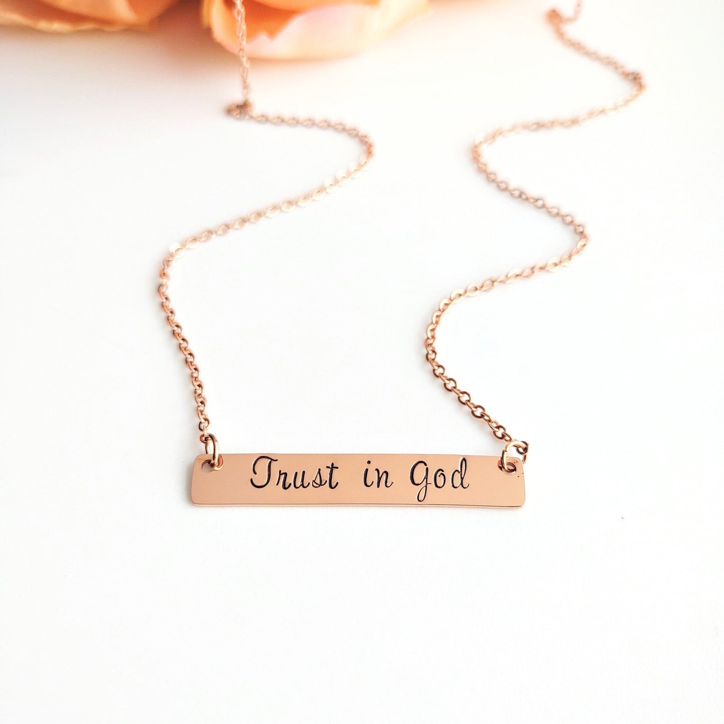 Trust in the Lord bar necklace: Proverbs 3:5-6
