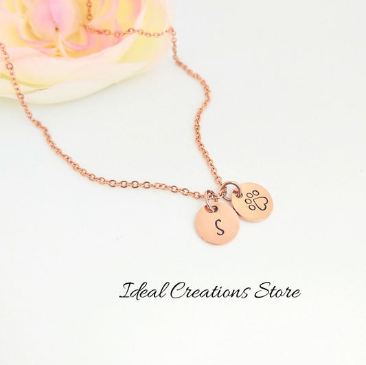 Personalized pet initial with a paw print necklace