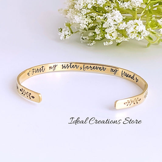 "First my sister, forever my friend" Maid of Honor Gift bracelet