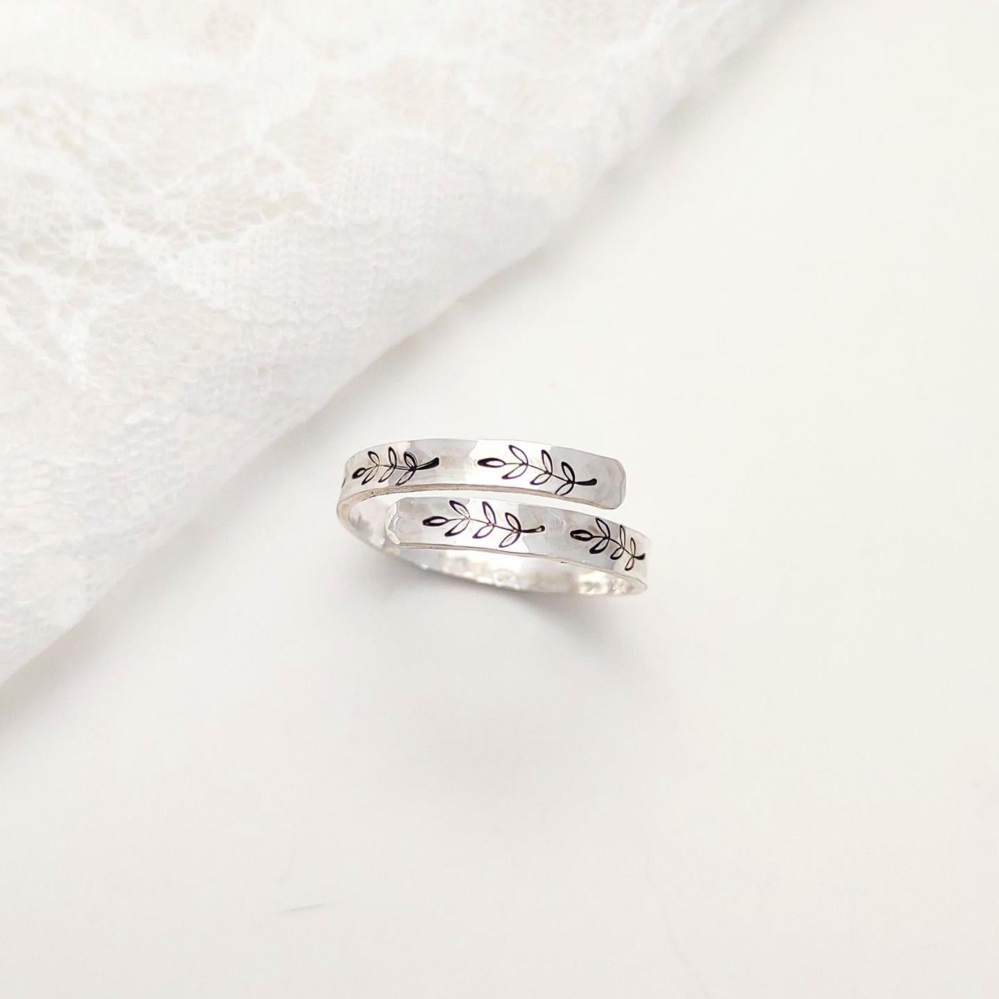 Sterling Silver Leaves wrap ring