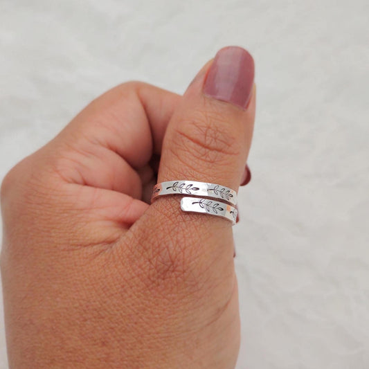 Sterling Silver Leaves wrap ring