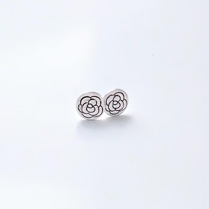 Sterling Silver Rose Stud Earrings
