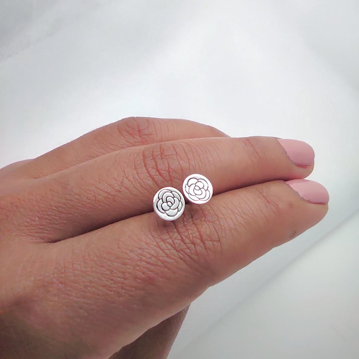 Sterling Silver Rose Stud Earrings