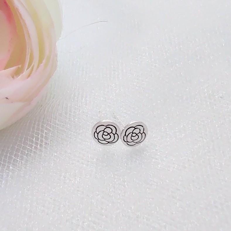 Sterling Silver Rose Stud Earrings