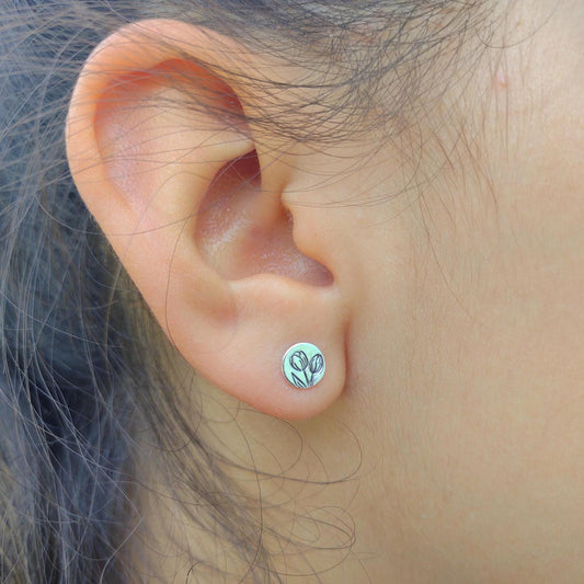 Sterling Silver Tulip Stud Earrings: July Birth Flower