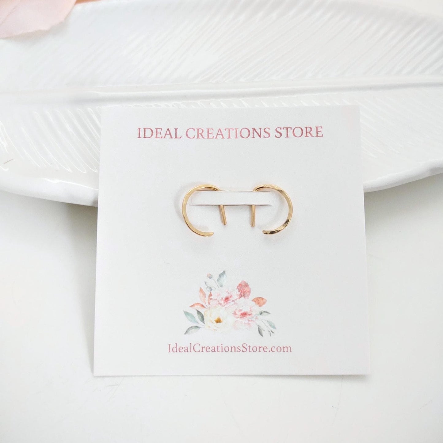 Hammered D-Shaped Hoop Earrings: Sterling Silver or 14k Gold Filled