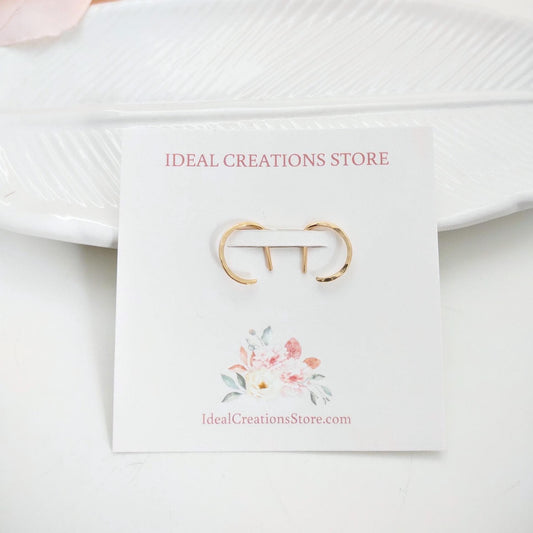 Hammered D-Shaped Hoop Earrings: Sterling Silver or 14k Gold Filled