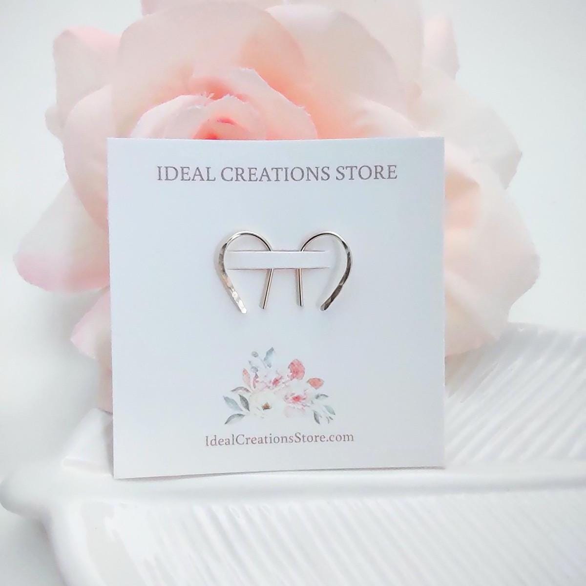 Tiny Hammered Arch Hoop Earrings: Sterling Silver or Gold Filled