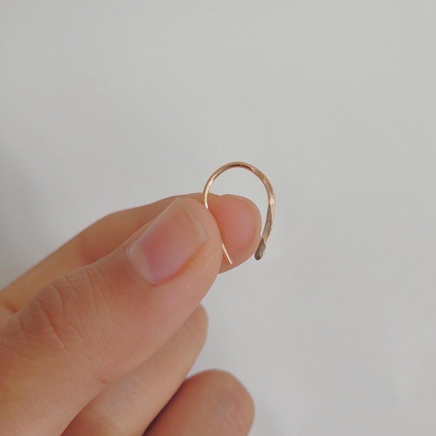 Tiny Hammered Arch Hoop Earrings: Sterling Silver or Gold Filled