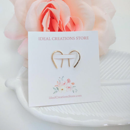 Tiny Hammered Arch Hoop Earrings: Sterling Silver or Gold Filled