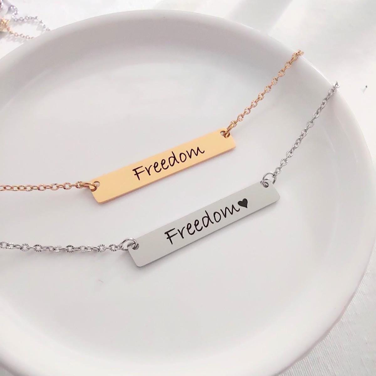 Charlie Kirk necklace, freedom bar necklace, in memory of Charlie Kirk, the turning point, gold and silver