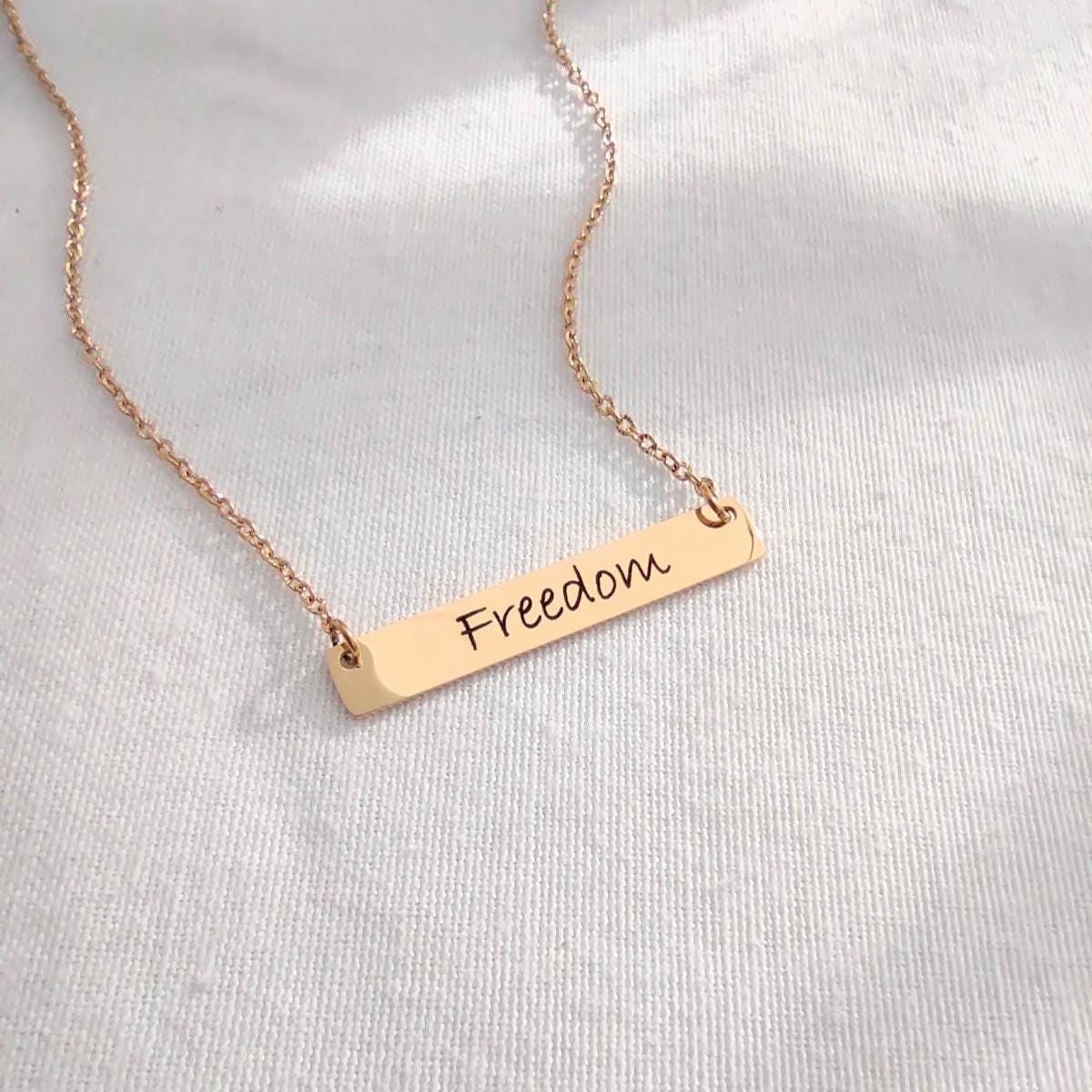 Charlie Kirk necklace, freedom bar necklace, in memory of Charlie Kirk, the turning point, gold and silver