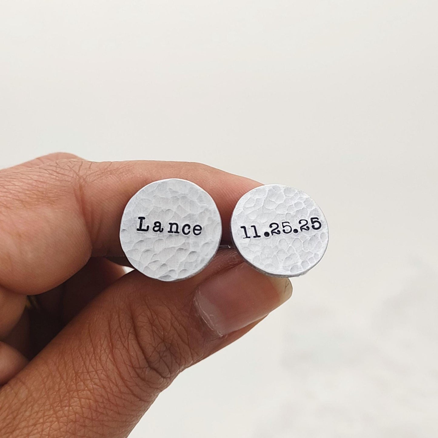 Custom cufflinks for groom, Name & Date